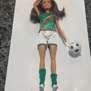 Barbie Soccer Doll with Green and Red Outfit
